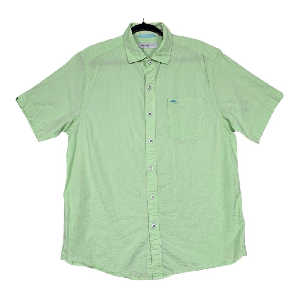 Tommy Bahama Nova Wave Shirt Mens XL Lime Green Short Sleeve Button Front Casual